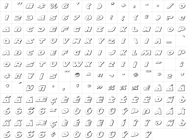 Han Solo Exp Shadow Italic Exp Shadow Italic Character Map