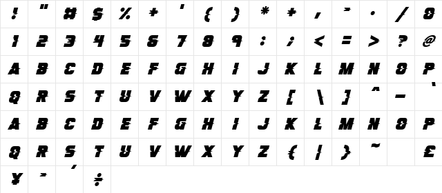 Son Of A Glitch Italic Character Map