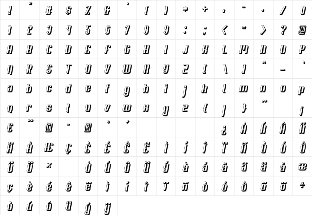 Soupertrouper 3DOblique Character Map Soupertrouper 3DOblique Character Map
