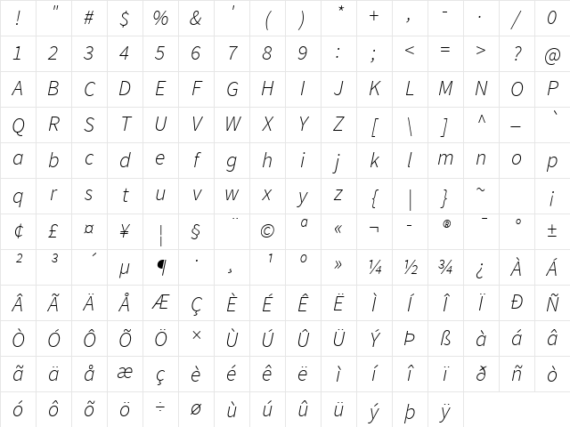 Source Sans Pro Light Italic Character Map Source Sans Pro Light Italic Character Map