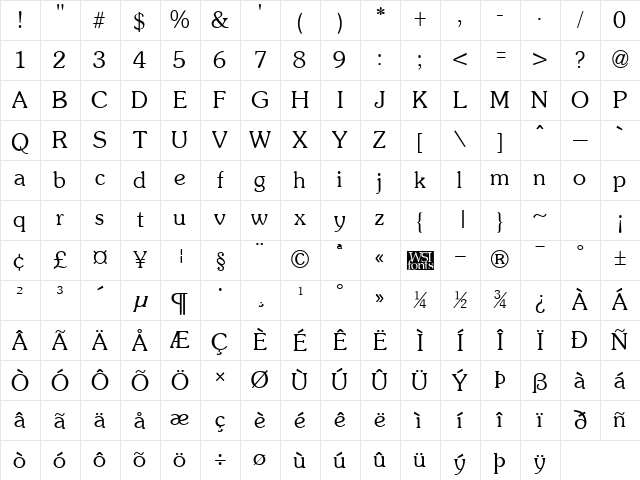Soutane Regular Character Map