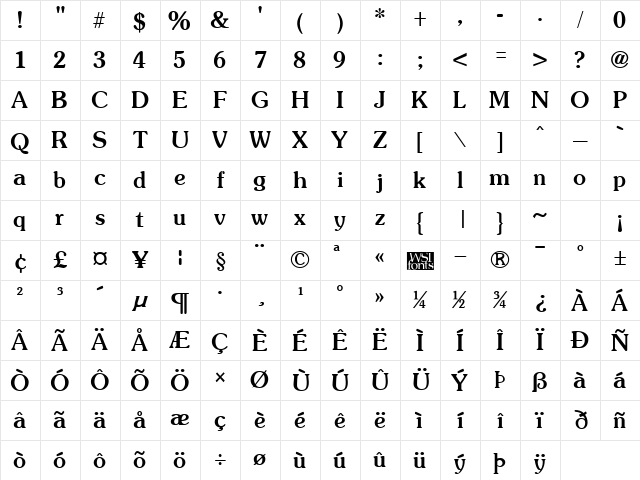 Soutane Bold Character Map