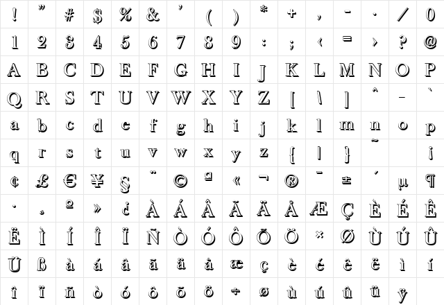 BaskerOldShadow-Medium Regular Character Map BaskerOldShadow-Medium Regular Character Map