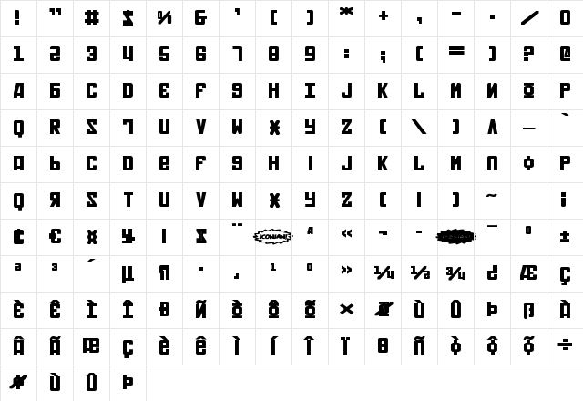 Soviet Bold Expanded Bold Expanded Character Map