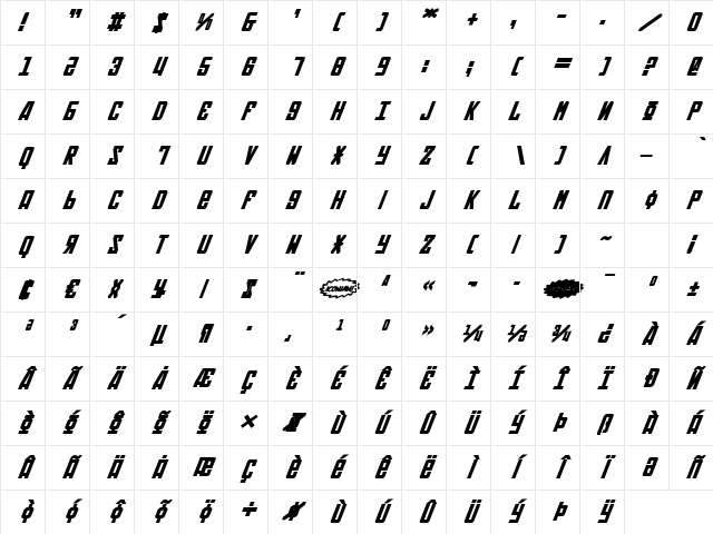 Soviet Bold Italic Bold Italic Character Map