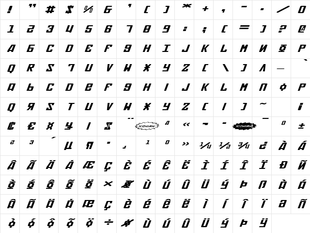 Soviet X-Expanded Italic X-Expanded Italic Character Map