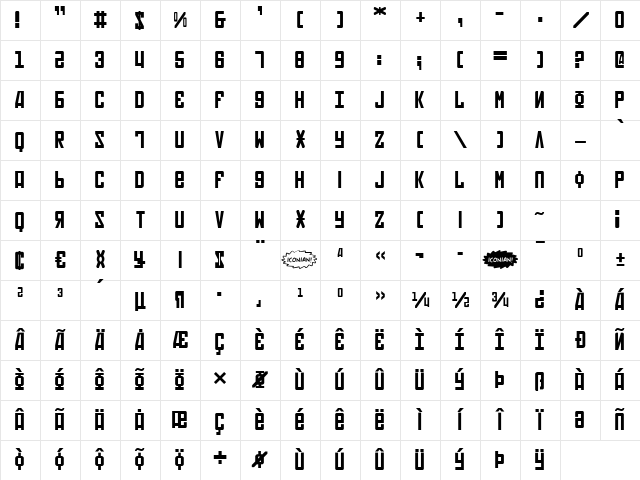 Soviet Regular Character Map