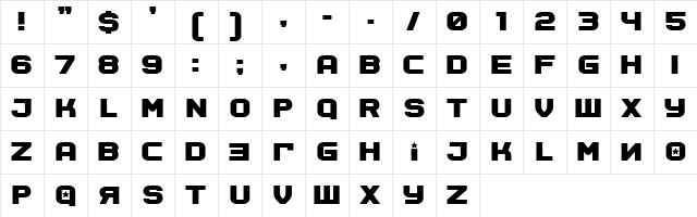 Soviet Program Bold Character Map