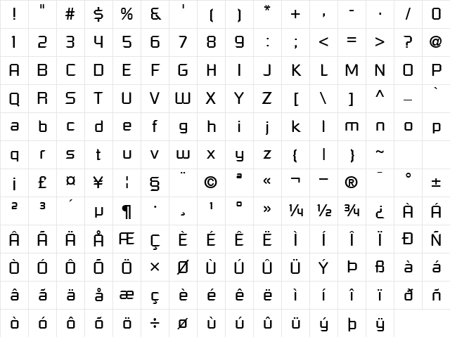 SpaceOne Regular Character Map SpaceOne Regular Character Map