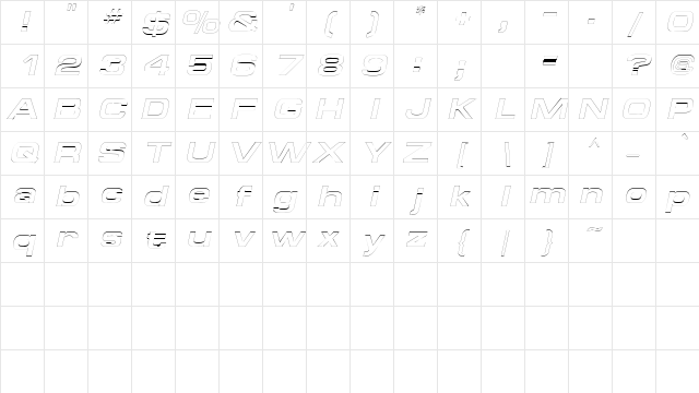SpaceOutBoldOutline Italic Character Map