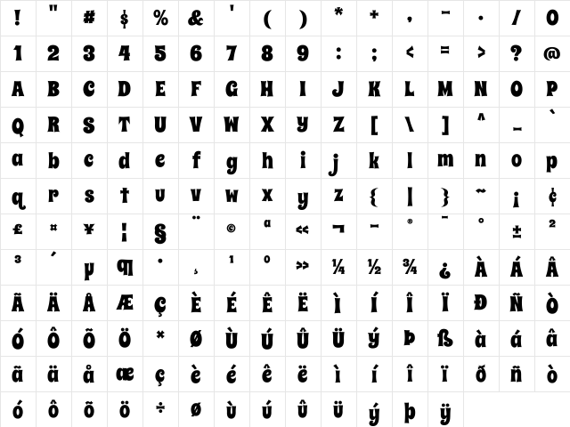 Spicy Rice Regular Character Map