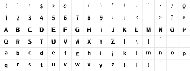 SpikedTop Regular Character Map
