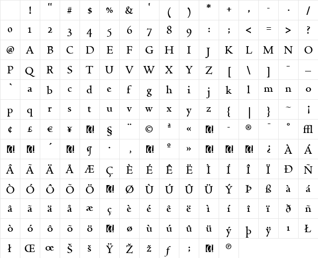 Spira-Bold Regular Character Map Spira-Bold Regular Character Map