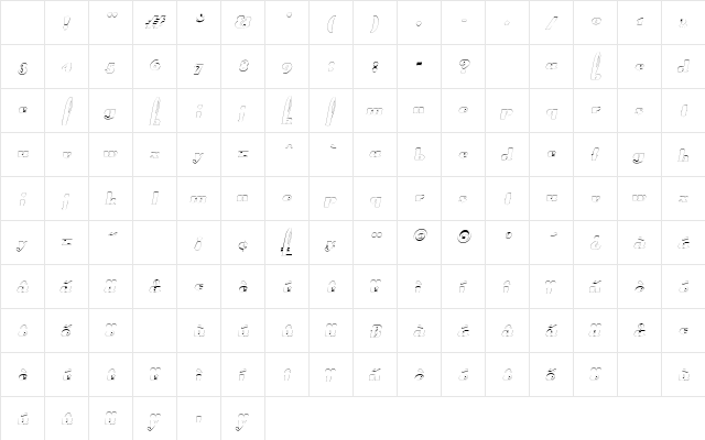SplittingHaresOutline Oblique Character Map