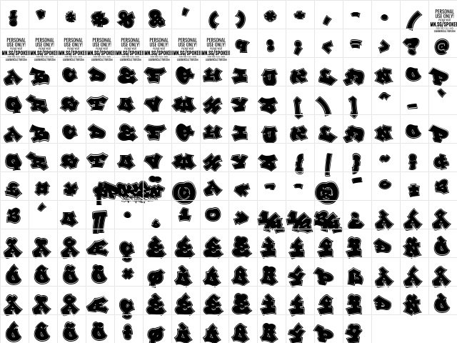 Spoken PERSONAL USE ONLY Regular Character Map