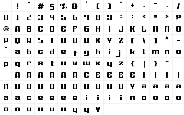 Sport Gazenox Regular Character Map Sport Gazenox Regular Character Map