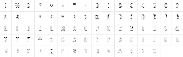 Sporta Outline Regular Character Map