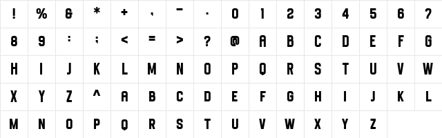 Sporta Regular Character Map