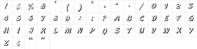 Sprague Regular Character Map Sprague Regular Character Map