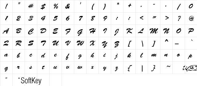Spray Script Regular Character Map