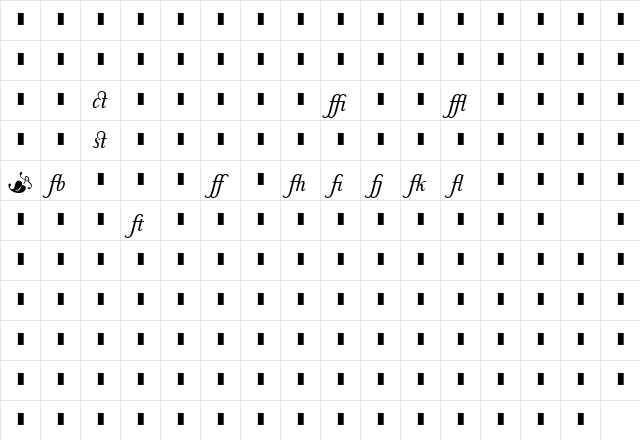 Baskerville1757Ligatures Italic Character Map
