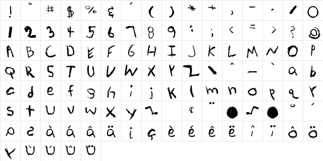 KidTYPE CrayonA Character Map KidTYPE CrayonA Character Map