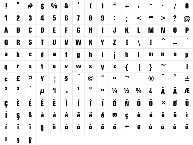 Square721 Cn BT Bold Character Map