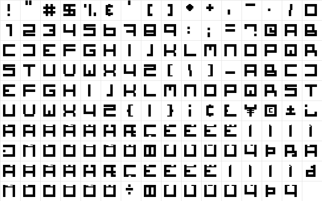 Square One Regular Character Map Square One Regular Character Map