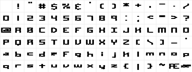 Square Route (BRK) Regular Character Map