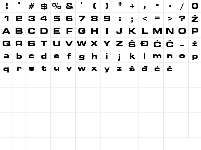 Square 721 Bold Extended Bold ExtendedA Character Map