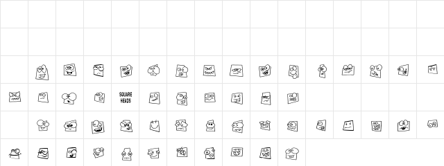 Squareheads Regular Character Map Squareheads Regular Character Map
