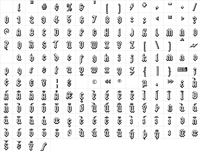 Squealer Embossed Regular Character Map Squealer Embossed Regular Character Map