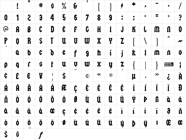 Squealer Regular Character Map Squealer Regular Character Map