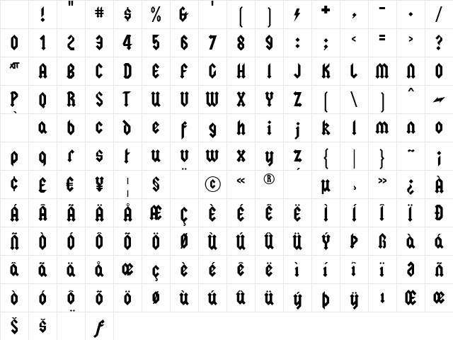 Squealer Regular Character Map Squealer Regular Character Map