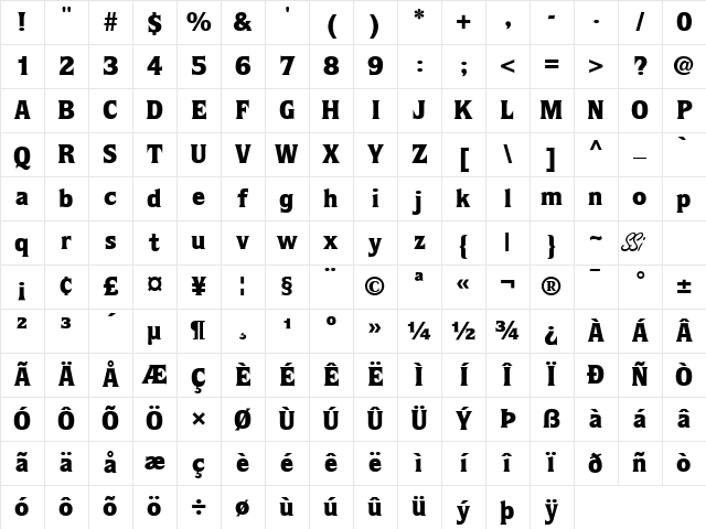 Stack Black SSi Black Character Map