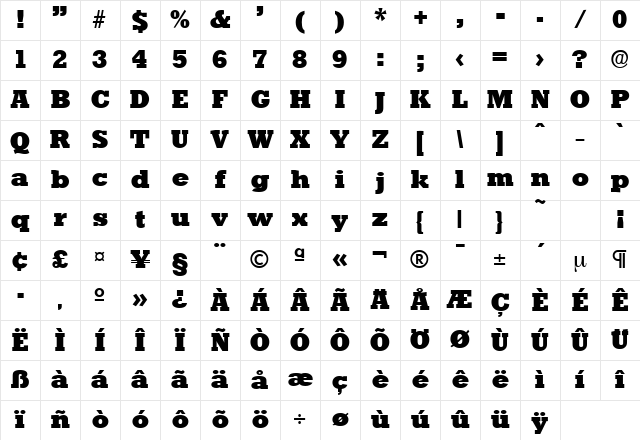 Stafford-Serial-Heavy Regular Character Map
