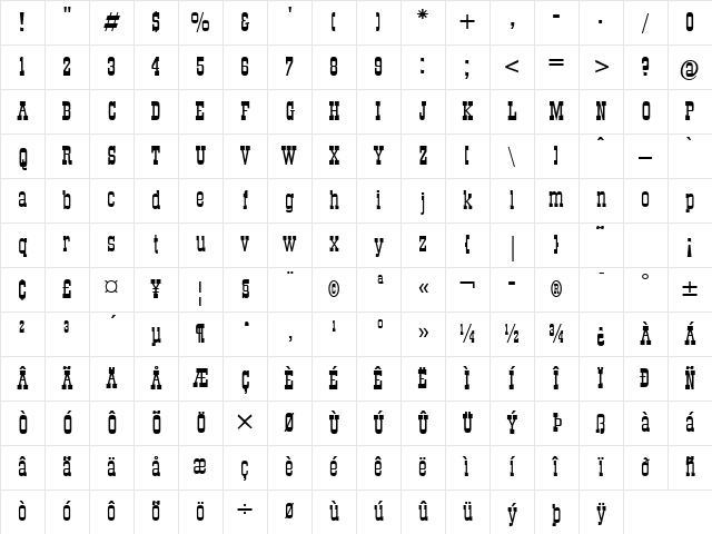 Stagecoach Regular Character Map