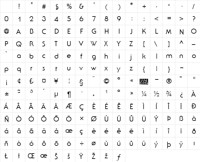 Staid Gothic Regular Character Map Staid Gothic Regular Character Map