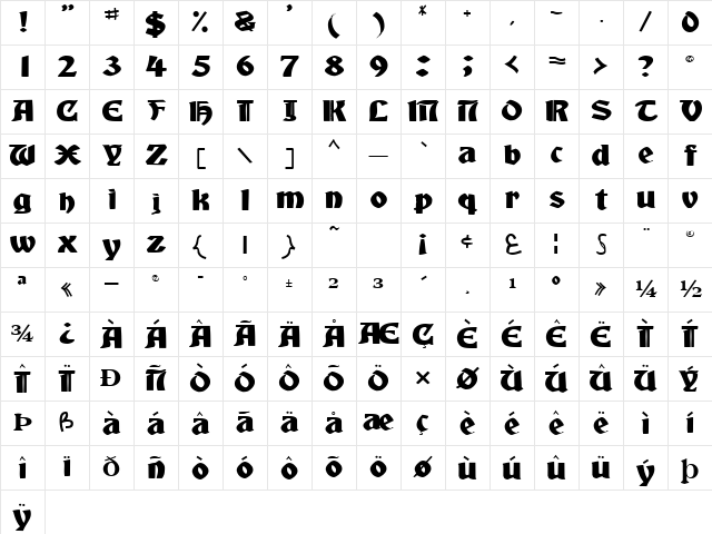 Stake Regular Character Map Stake Regular Character Map