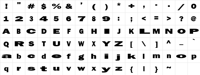 Staley Regular Character Map
