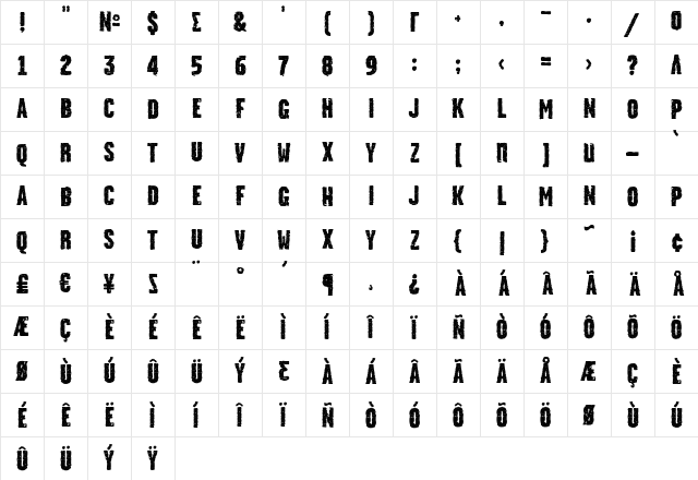 Stalker Regular Character Map