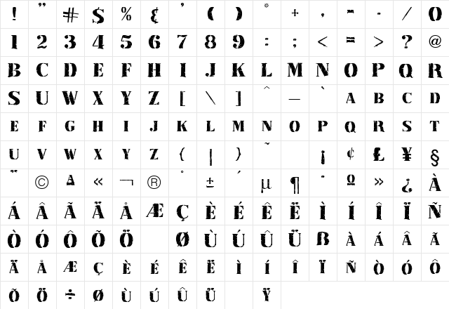 Stamp Regular Character Map Stamp Regular Character Map