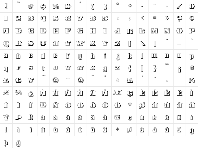 Stampede Open Regular Character Map