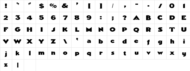 StanceBold Regular Character Map