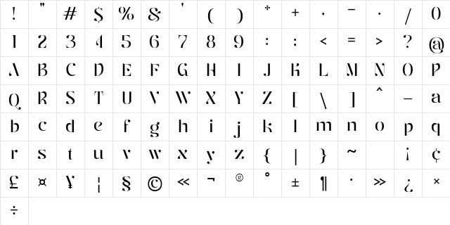 Stancilo Regular Character Map