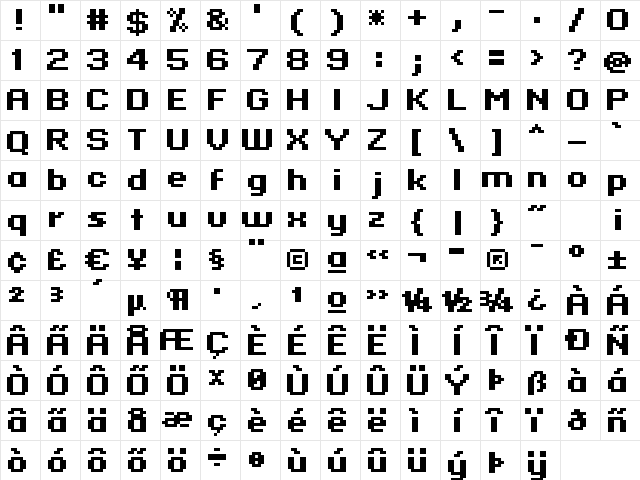 standard 07_64 Regular Character Map