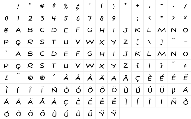 StanLee Regular Character Map StanLee Regular Character Map