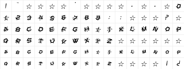 Star Dust Italic Character Map