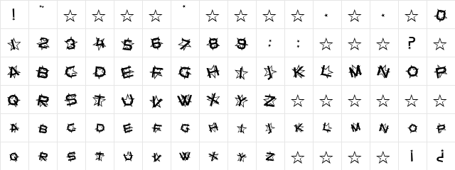 Star Dust Regular Character Map