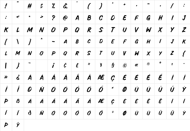 Star Brush - Demo Version Regular Character Map Star Brush - Demo Version Regular Character Map
